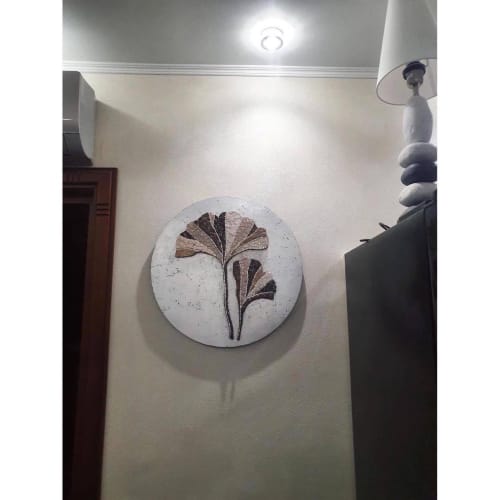 Round ginkgo wall art | Mosaic in Art & Wall Decor by Julia Gorbunova