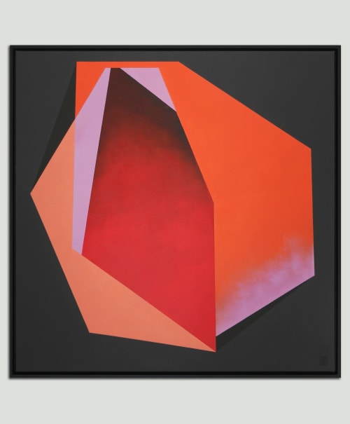 Diamond Red Orange Marble | Oil And Acrylic Painting in Paintings by Ronald Hunter