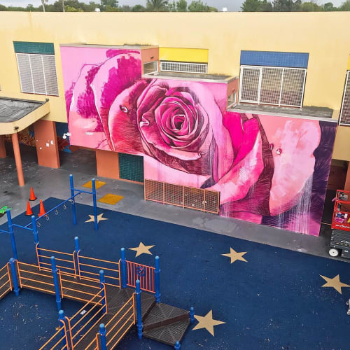 Queen of the Flowers | Murals by Nicole Holderbaum (Nico) | Santa Clara Elementary School in Miami