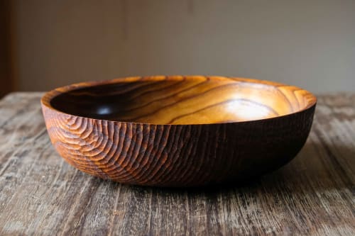 Carved Enjyu Urushi Lacquer Bowl | Dinnerware by Big Sand Woodworking