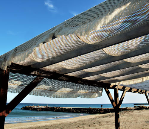 Boho Style Macrame Cover With Fringe -Shade Canopy for Patio | Textiles by Dimitar Kostadinov