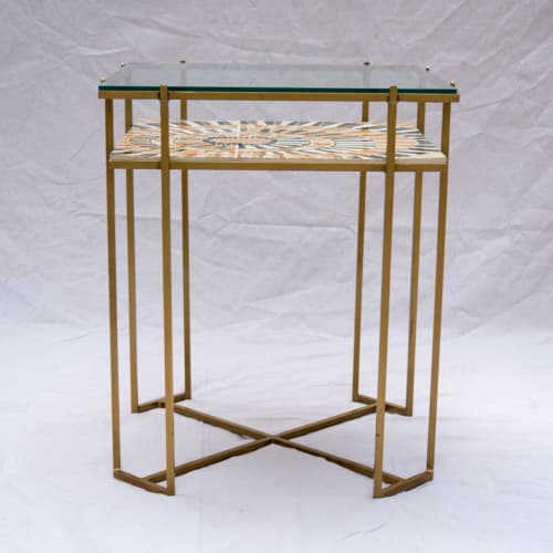 Mayan Sun Ceramic and Mosaic Side Table - No. 1 | Tables by Clare and Romy Studio