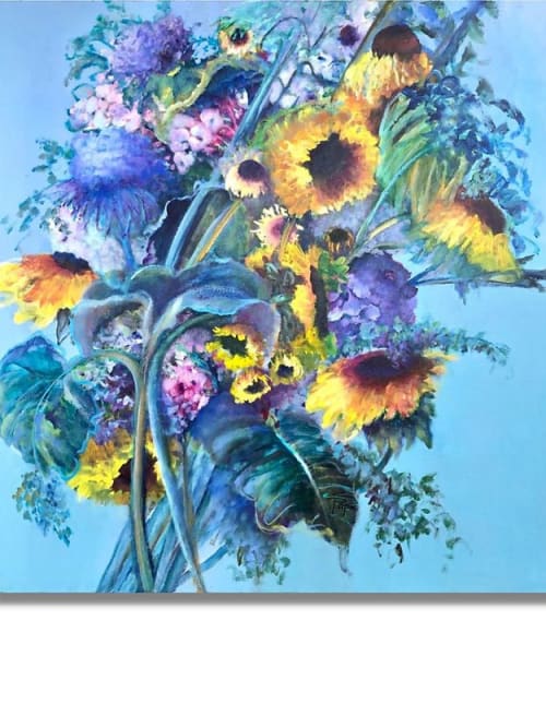 Radiant (sunflower bouquet) | Oil And Acrylic Painting in Paintings by Christiane Papé