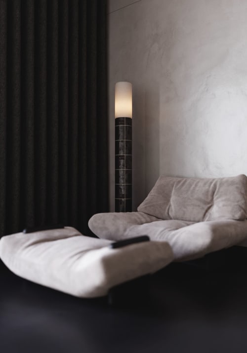 Handcrafted Ceramic Floor Lamp with Linen Candle Shade | Lamps by SVITANOK b