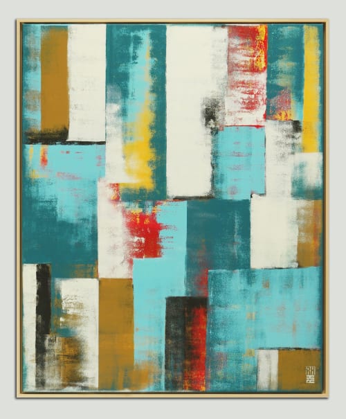 Untitled in Blue - Incl Frame | Oil And Acrylic Painting in Paintings by Ronald Hunter