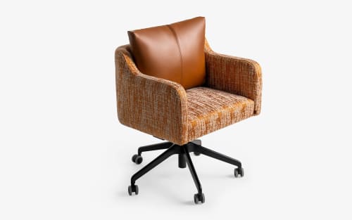 Papillonne Wheeled Task Chair in Orange Fabric | Chairs by LAGU