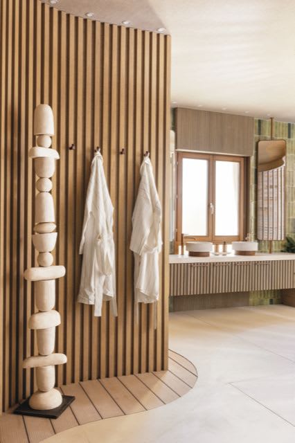 Vertical stackable totem sculpture in white | Sculptures by Ingrid Vermulst by Studio Wild Orange | CASA DECOR 2026 in Madrid