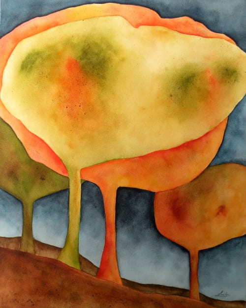 Dreamlike trees. | Watercolor Painting in Paintings by Laila Vazquez