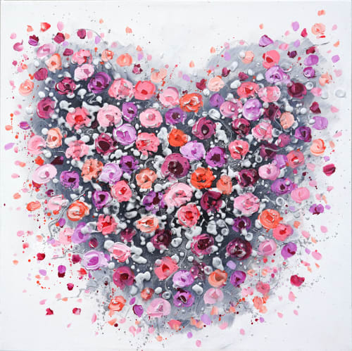 Petal Dance — Original Impasto Heart Painting | Oil And Acrylic Painting in Paintings by DaggArt