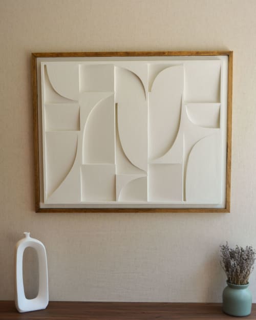 No. 102 Japandi Plaster Wall Relief - Scandinavian Decor | Wall Sculpture in Wall Hangings by Joseph A