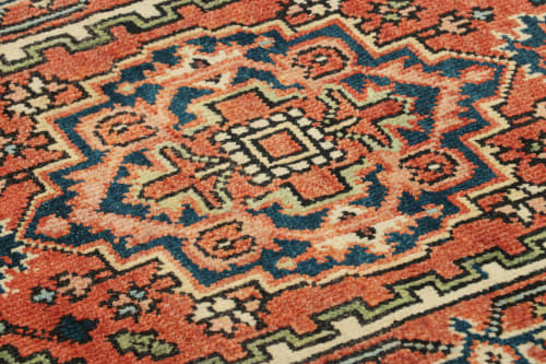 Rug & Kilim’s Heriz Style Rug in Red and Pink with Medallion | Area Rug in Rugs by Rug and Kilim