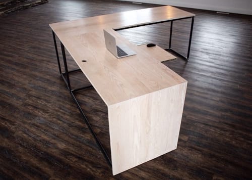 Waterfall Ash and Steel Desk | Tables by Hazel Oak Farms