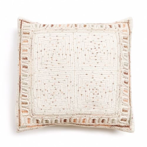 Maze Coral Hand Embroidered Pillow | Pillows by Studio Variously