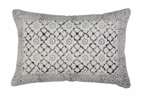 Sikar Block Print Lumbar Pillow, Natural | Pillows by Casa Amarosa