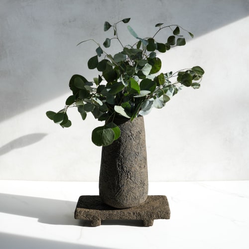 Giant Pear Shaped Vase in Earth Brown Concrete | Vases & Vessels by Carolyn Powers Designs