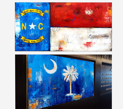 Stadium Art/Custom Flag paintings- North Carolina & South Carolina | Paintings by ERIN ASHLEY | Bank of america stadium in Charlotte