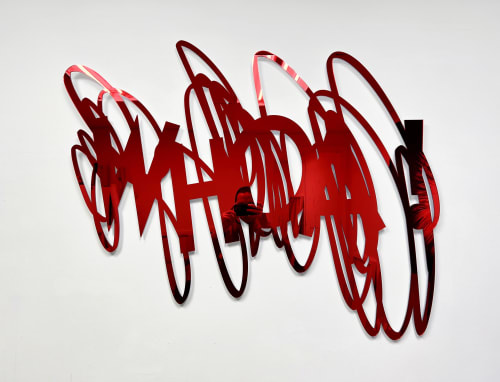 WHOA! Abstract Scribble Mirror (Red) | Decorative Objects by Ryan Coleman