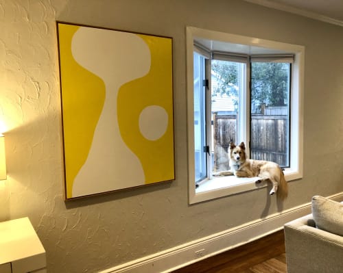 Attraction. Devotion. Yellow and White Abstract Artwork | Paintings by Kerry Campbell