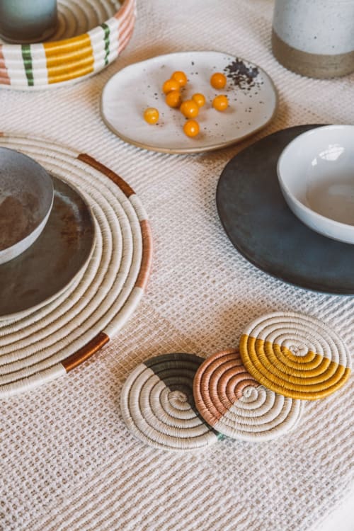 Monserrate Round Woven Coasters | Tableware by ZUAHAZA | Finca San Felipe in La Calera