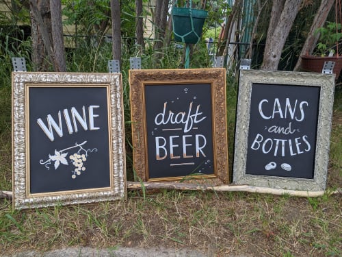 Beverage signs | Signage by Ann Karp, Sideways Gaze Art & Sign | Front Street Pizza in Missoula