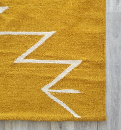 Mustard Cleo Handwoven Kilim Rug | Runner Rug in Rugs by Mumo Toronto