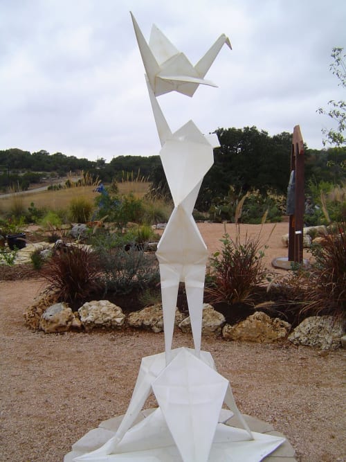 Crane Unfolding | Public Sculptures by KevinBoxStudio. | The Ranch in Wimberley