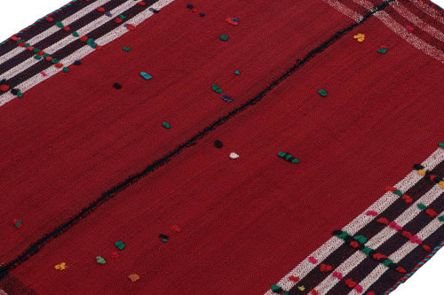 Vintage Persian Kilim in Red, White & Black, Panel Style | Rugs by Rug and Kilim