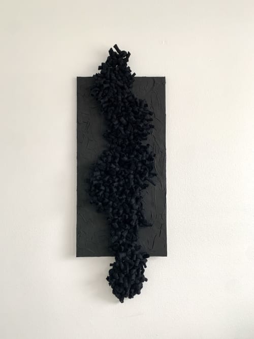 "Sonder" mixed media monochrome black | Wall Sculpture in Wall Hangings by Rebecca Whitaker Art