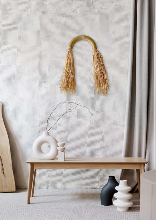 Ceramic Arch With Raffia | Beige | Large | Ornament in Decorative Objects by Dörte Bundt