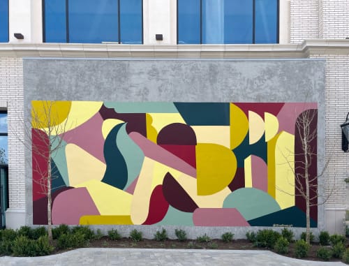 Abstract Geometric Mural | Street Murals by Elisa Gomez Art | Mountain View Village in Riverton