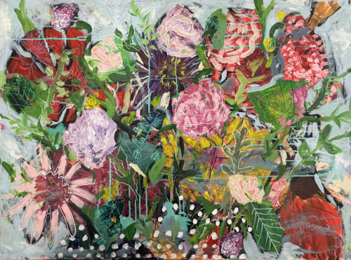 Uncontained Bloom | Oil And Acrylic Painting in Paintings by Megan Aujla - Line & Form Studio