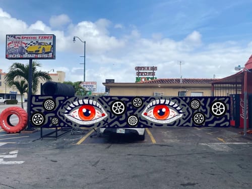 Tribal Eyes Mural | Murals by Jonathan Olaya | USA Special Tires in Miami