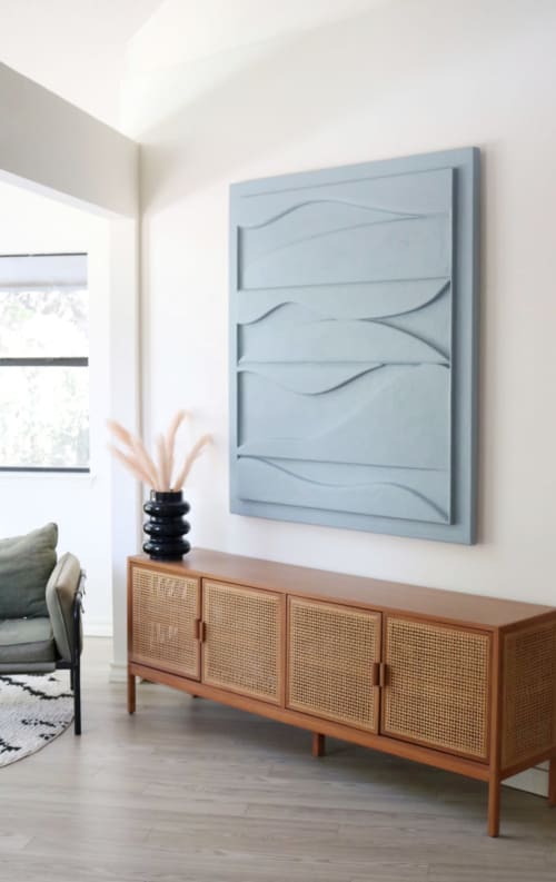 Light Blue Textured Sculpture | Sculptures by Blank Space Studios