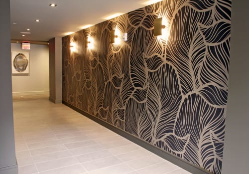 Leaf Pattern Wallcovering | Wallpaper by Organik Creative | The McAdams Apartments in Houston