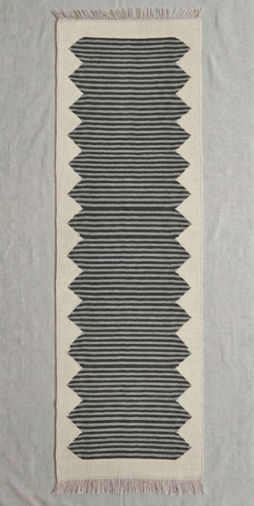 Handwoven Wool Grey Stripe Stair Runner Rug | Rugs by Evergreen Carpets