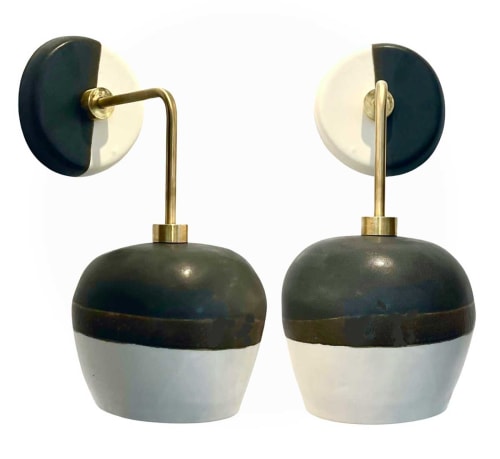 Tapered Sphere Sconce in Charcoal & Matte White Duo | Sconces by Alex Marshall Studios