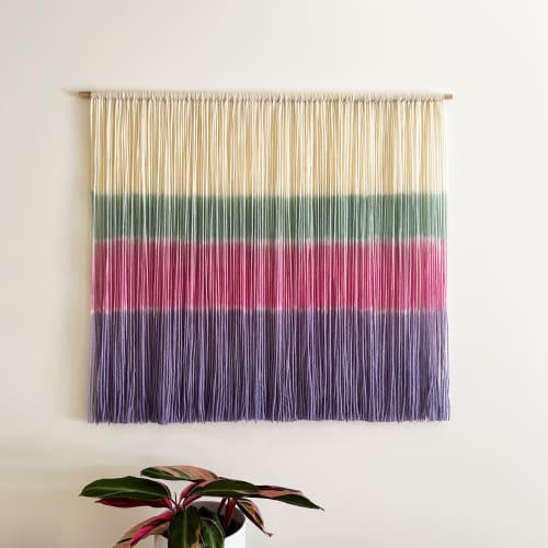 LOLLI Pastel Pink Purple Mint Hand Dyed Tapestry | Wall Hangings by Wallflowers Hanging Art
