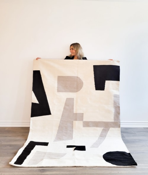 Valeria Handwoven Black and Taupe Area Rug | Rugs by Mumo Toronto Inc