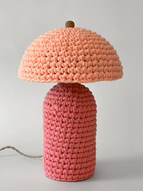 The Knitty Table Lamp in Bubble Gum Pink and Sherbert | Lamps by Meg Morrison
