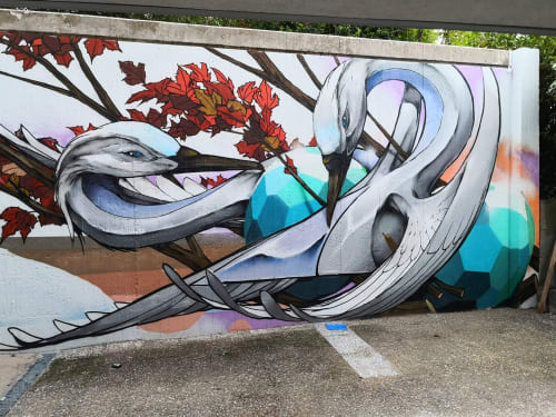 Double Birds | Street Murals by Jeroo