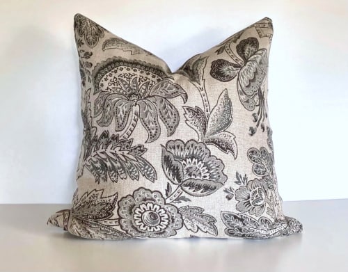 Blue Botanical - Two of a kind, handcrafted, designer pillow | Pillows by OTTOMN