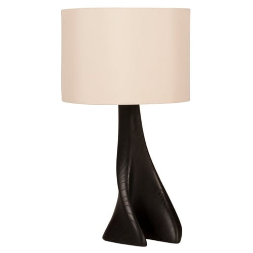 Amorph Nile Table Lamp in Ebony Stain and Ivory Silk Shade | Lamps by Amorph