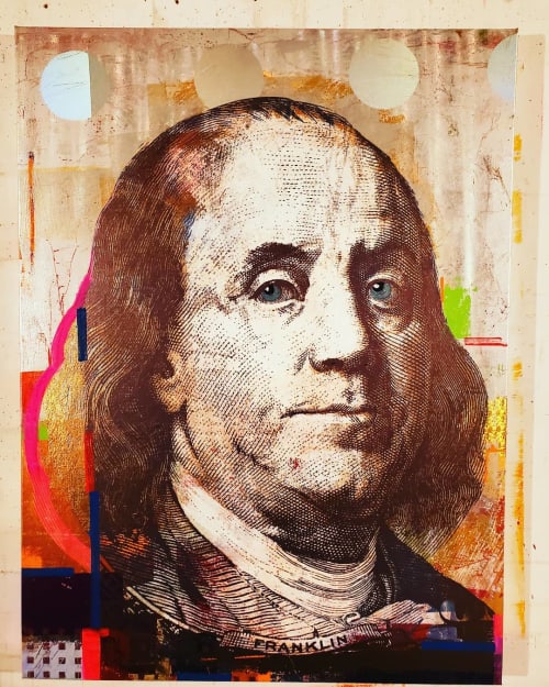 Benjamin Franklin and JFK Painting | Oil And Acrylic Painting in Paintings by Houben R. T. | Kimpton Carlyle Hotel Dupont Circle in Washington