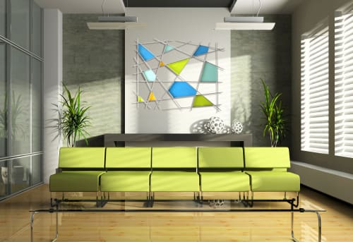 "Triangulation" Glass and Metal Wall Art Sculpture | Wall Hangings by Karo Studios | Palm springs in Los Angeles