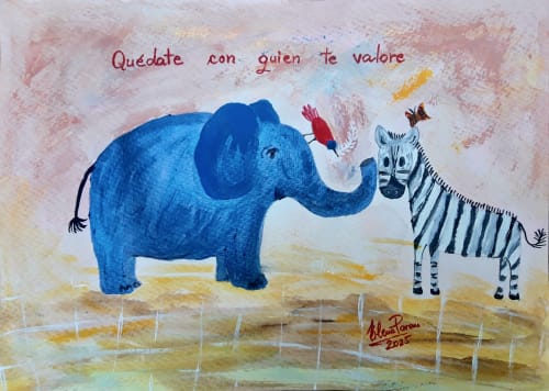 Quédate con quien te valore | Oil And Acrylic Painting in Paintings by Elena Parau