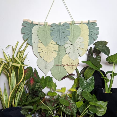 Macrame Monstera and Leaves Wall Hanging Tapestry | Macrame Wall Hanging by Macrame Boutique PH