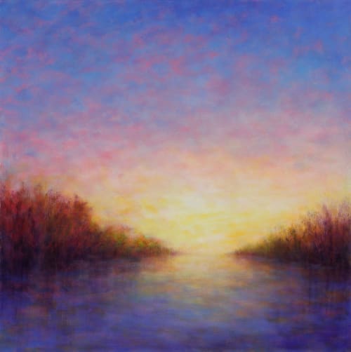 Summer Sunset Passage Painting installed in a foyer | Oil And Acrylic Painting in Paintings by Victoria Veedell
