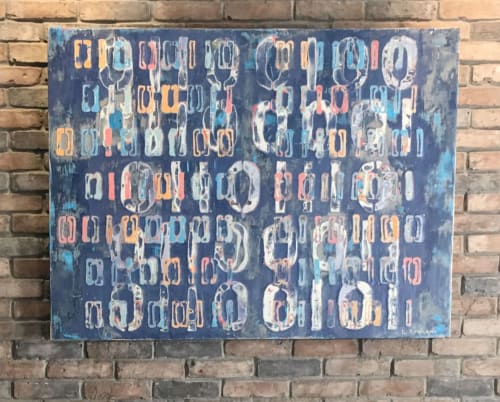 "F*ck It; Let's Dance!" Binary code message - sold, inquire | Paintings by L Rowland Contemporary Art