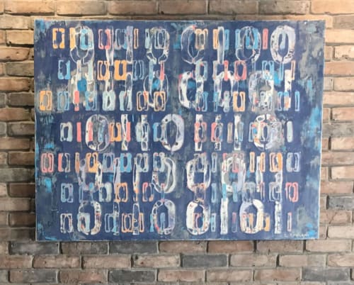 "F*ck It; Let's Dance!" Binary code message - sold, inquire | Oil And Acrylic Painting in Paintings by L Rowland Contemporary Art