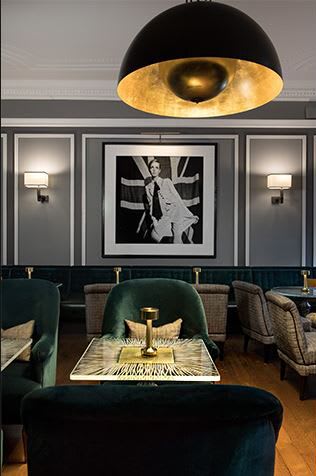 Sound Light1 large ceiling lamp with gold leaf and bluetooth speakers | Pendants by Brass Brothers & Co. | The Donovan Bar in London